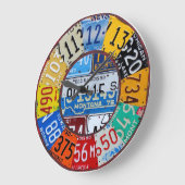 ライセンスプレート時計ヴィンテージナンバーカーラベルアート ラージ壁時計 (傾斜)