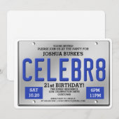ライセンスプレート誕生日招待状 招待状 (正面/裏面)