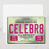 ライセンスプレート誕生日招待状 招待状 (正面/裏面)