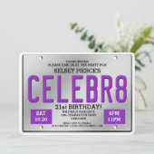 ライセンスプレート誕生日招待状 招待状 (スタンド正面)