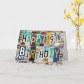ライセンスプレート19番目のハッピーバースデーカード カード (黄色い花)