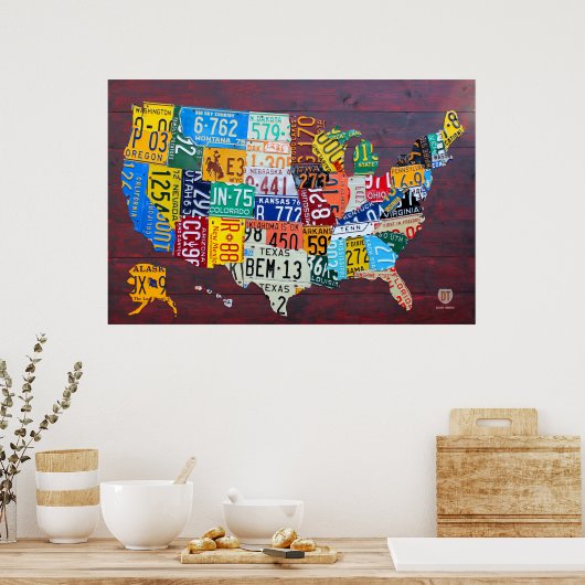 ライセンスプレート2012 Ed統一された州のマップ。1 ポスター (キッチン)