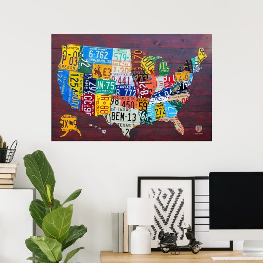 ライセンスプレート2012 Ed統一された州のマップ。1 ポスター (ホームオフィス)