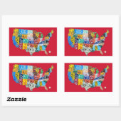 ライセンスプレートBright Red上の米国ステッカーの地図 長方形シール (シート)