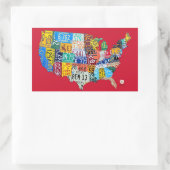 ライセンスプレートBright Red上の米国ステッカーの地図 長方形シール (バッグ)