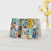 ライセンスプレートHappy 91st誕生日カード カード (黄色い花)