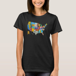 ライセンスプレートUSアメリカ地図ヴィンテージカープレートU Tシャツ