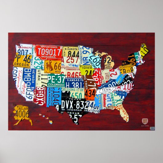 ライセンスプレートUSA 2011 Edition 3ポスターの地図 ポスター (正面)