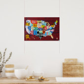 ライセンスプレートUSA 2011 Edition 3ポスターの地図 ポスター (キッチン)