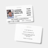 ライセンス付き実用ナース写真ID病院ロゴ バッジ (Front & Back)