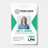 ライセンス供与された実用的なナースLPNロゴの写真とバーコード バッジ (表面)