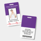 ライセンス供与された実用的なナースLPN紫の医療写真 バッジ (正面＆裏面)