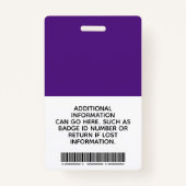 ライセンス供与された実用的なナースLPN紫の医療写真 バッジ (裏面)