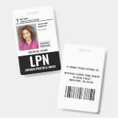 ライセンス実務看護師LPN ID写真バッジ バッジ (正面＆裏面)
