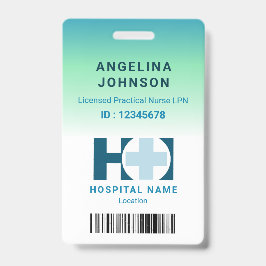 ライセンス対象ナースLNPブルーグリーン名ID バッジ