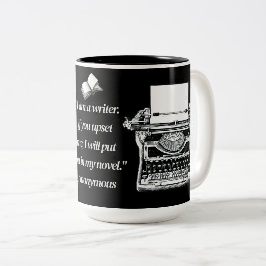 ライターの引用文ヴィンテージタイプライター ツートーンマグカップ (正面右)