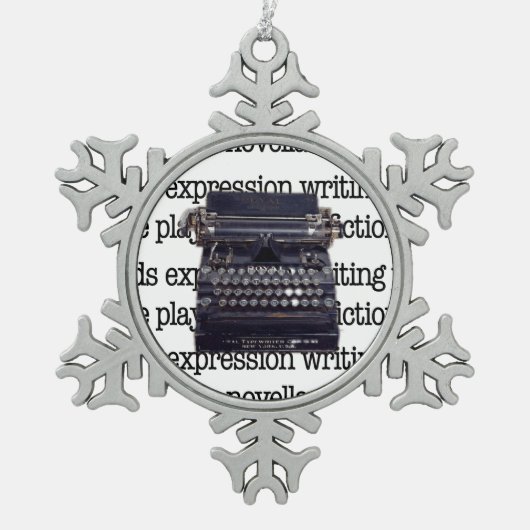 ライターズタイプライター スノーフレークピューターオーナメント (正面)