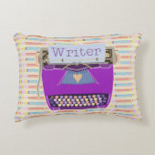 ライタータイプライターかわいいレトロモダンパープル アクセントクッション (正面)