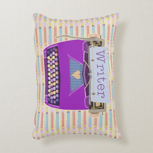 ライタータイプライターかわいいレトロモダンパープル アクセントクッション (正面(垂直))