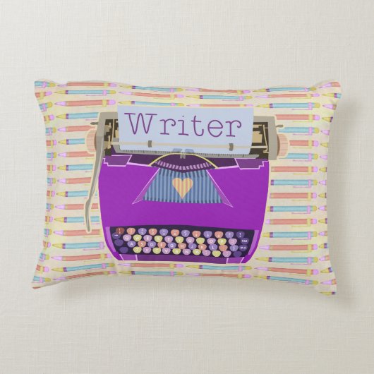 ライタータイプライターかわいいレトロモダンパープル アクセントクッション (裏面)