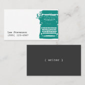 ライターティール（緑がかった色）ヴィンテージタイプライター 名刺 (正面/裏面)