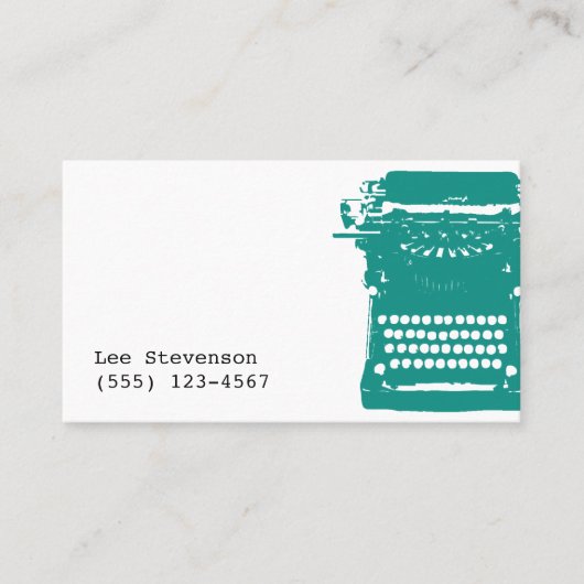 ライターティール（緑がかった色）ヴィンテージタイプライター 名刺 (正面)