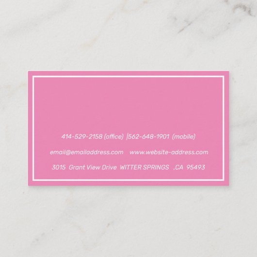 ライターピンクエレガント- 名刺 (裏面)