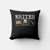 ライターブックタイプライター鉛筆作家文献 クッション (正面)