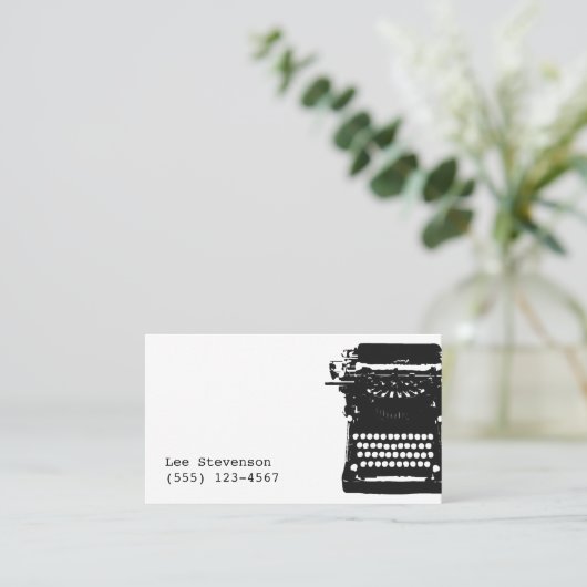 ライターブラックヴィンテージタイプライター 名刺 (スタンド正面)