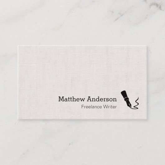 ライターペンのシンボル – シンプルリネンエレガントルック 名刺 (正面)