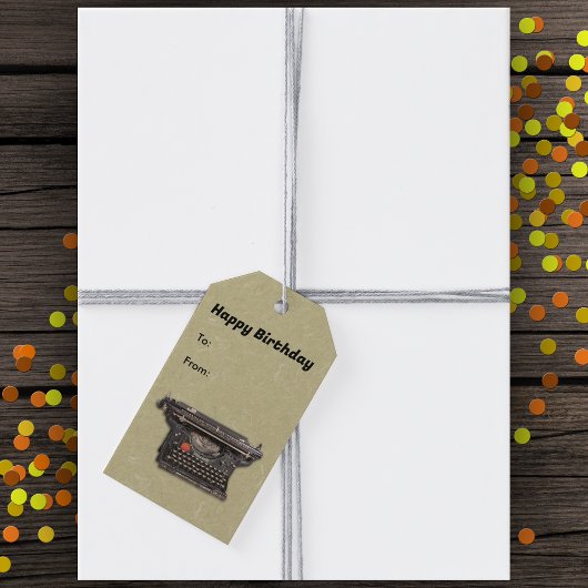 ライターマニュアルヴィンテージタイプライターTan用誕生日 ギフトタグ