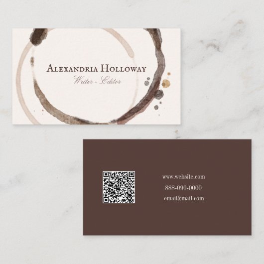 ライターユニークエディターコーヒーの汚れ 名刺 (正面/裏面)