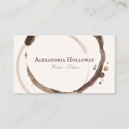 ライターユニークエディターコーヒーの汚れ 名刺 (正面)