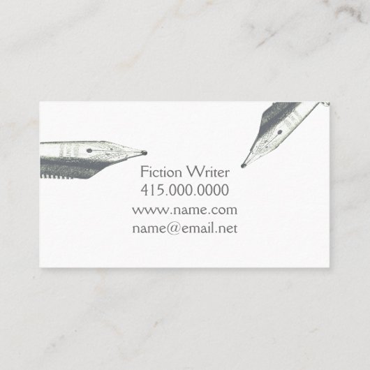 ライターヴィンテージシルバー万年筆ペンNibロゴ 名刺 (裏面)