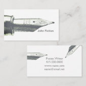 ライターヴィンテージシルバー万年筆ペンNibロゴ 名刺 (正面/裏面)