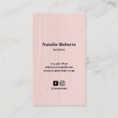 ライターヴィンテージタイプライターエレガント赤面ピンク 名刺 (裏面)