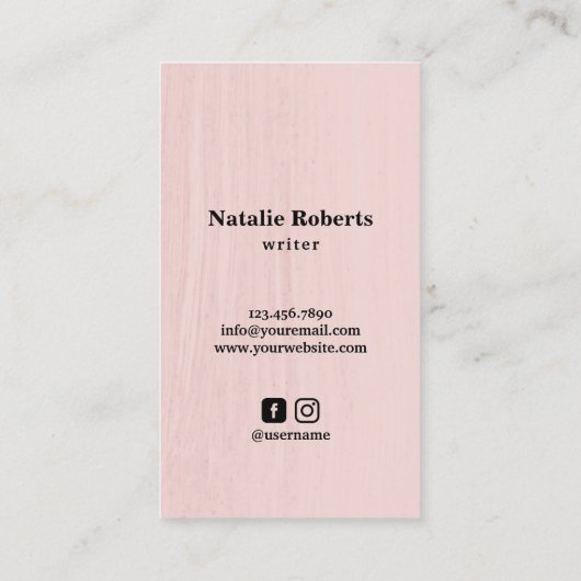 ライターヴィンテージタイプライターエレガント赤面ピンク 名刺 (裏面)