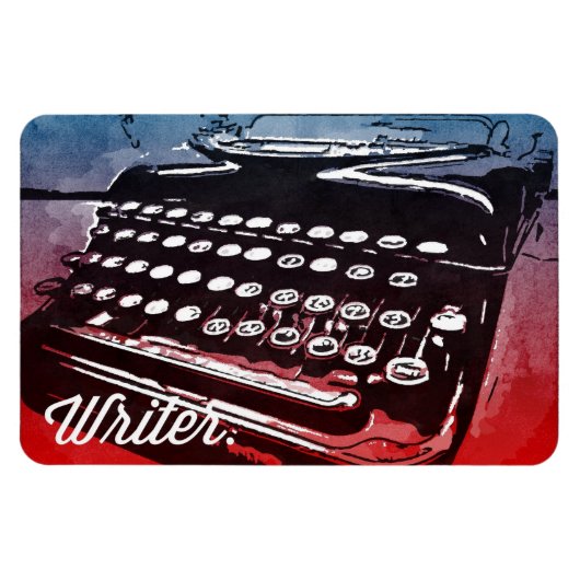 ライターヴィンテージタイプライター青ポップ・アートの赤アートマグネット マグネット (横)