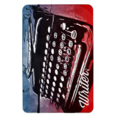 ライターヴィンテージタイプライター青ポップ・アートの赤アートマグネット マグネット (縦)