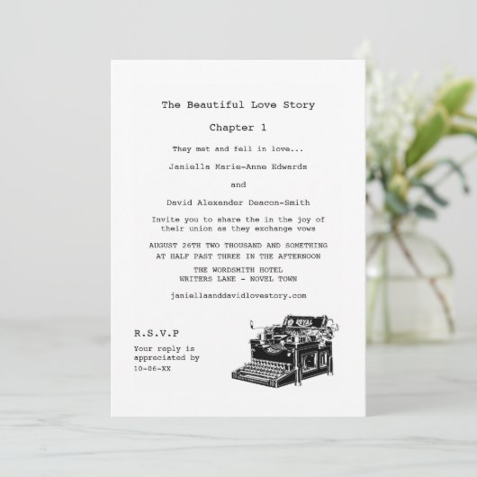 ライターヴィンテージタイプライ結婚ター 招待状 (スタンド正面)