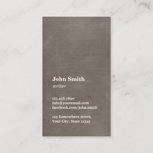 ライターヴィンテージ古いスクリプトとタイプライター 名刺 (裏面)