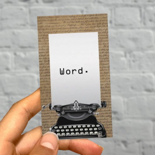 ライターヴィンテージ古いスクリプトとタイプライター 名刺