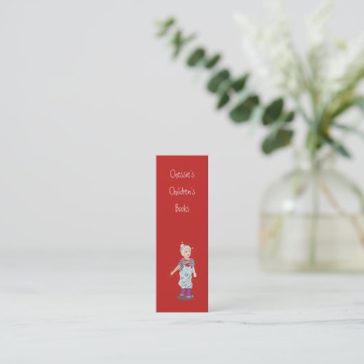 ライター作家イメージプロフェッショナル赤 スキニー名刺 (スタンド正面)