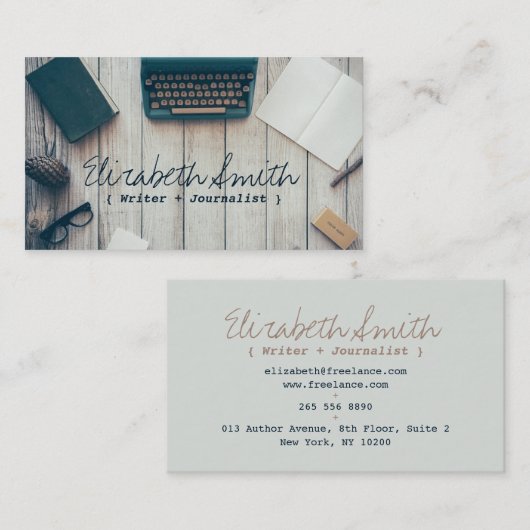 ライター作家クールヴィンテージタイプライタープロフェッショナル 名刺 (正面/裏面)