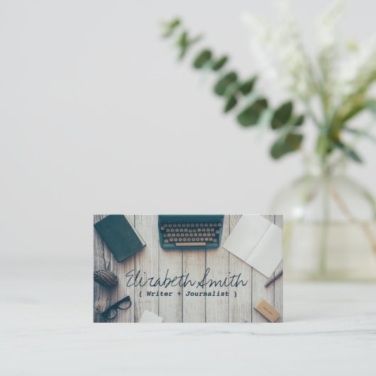 ライター作家クールヴィンテージタイプライタープロフェッショナル 名刺 (スタンド正面)