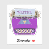 ライター作家タイプライター紫ミッドセンチュリーモダン シール (シート)