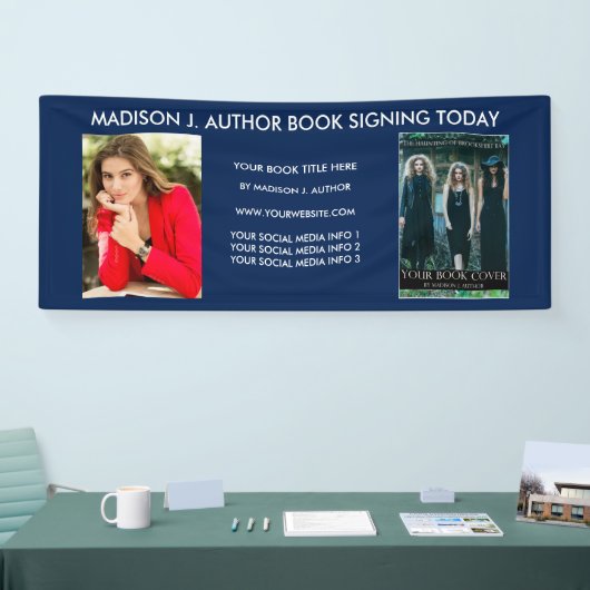 ライター作家ブックのフォトブルーまたはカラーの選択 横断幕 (トレードショー)