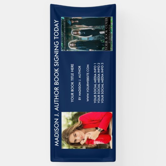 ライター作家ブックのフォトブルーまたはカラーの選択 横断幕 (縦)