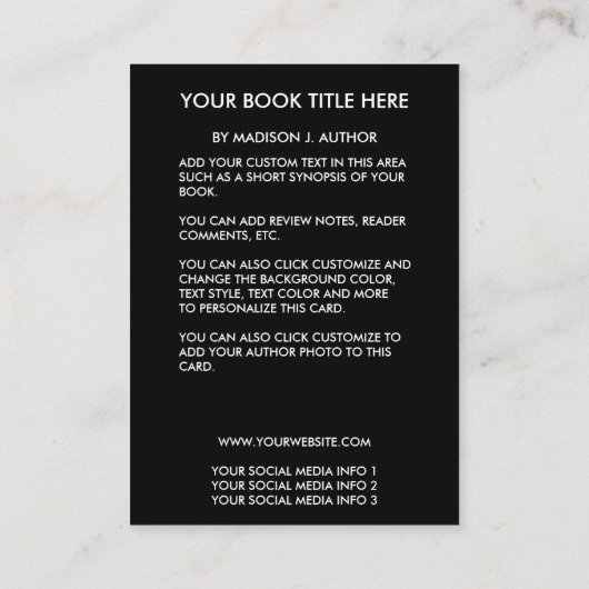 ライター作家ブックカバープロモーション大 名刺 (裏面)