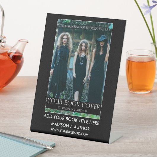 ライター作家ブックカバー黒または選択カラー 台座サイン (インサイチュ)